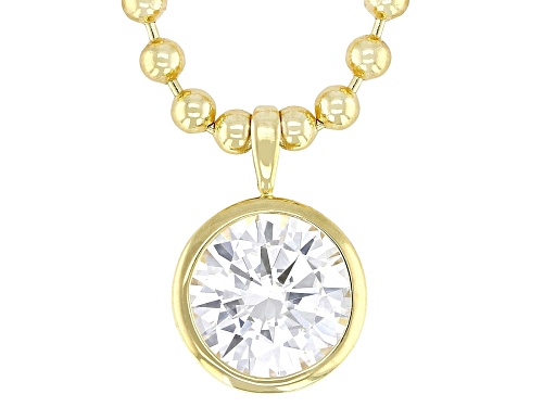 MOISSANITE FIRE® 2.70CT DEW ROUND 14K YELLOW GOLD OVER SILVER NECKLACE - Size 18