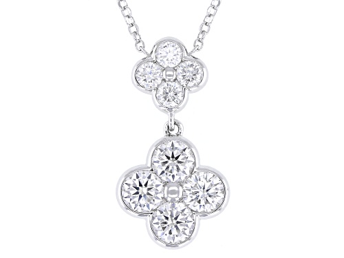 MOISSANITE FIRE® 1.36CTW DEW ROUND BRILLIANT PLATINEVE® CLOVER NECKLACE - Size 18