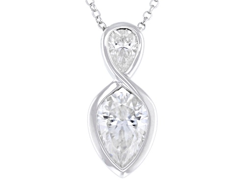 MOISSANITE FIRE® 2.53CTW DEW PEAR SHAPE PLATINEVE® NECKLACE - Size 18