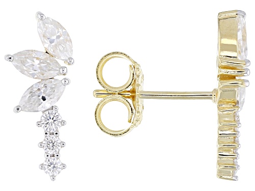 MOISSANITE FIRE® 0.98CTW DEW MARQUISE AND ROUND BRILLIANT 14K YELLOW GOLD OVER SILVER EARRINGS