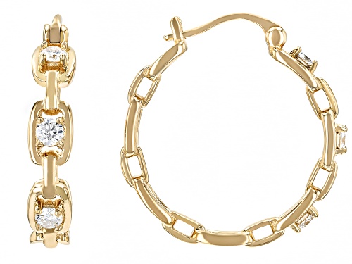Moissanite Fire® 0.60ctw DEW 14k Yellow Gold Over Sterling Silver Hoop Earrings