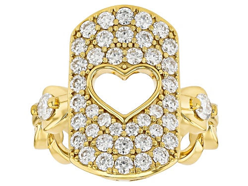 Moissanite Fire® 1.32ctw DEW 14k Yellow Gold Over Sterling Silver Pave Heart Ring - Size 8