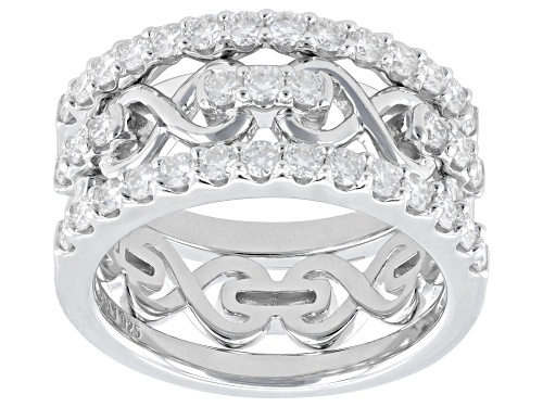 MOISSANITE FIRE® 1.10CTW DEW ROUND PLATINEVE® SET OF THREE RINGS - Size 9