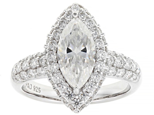 MOISSANITE FIRE® 3.72CTW DEW MARQUISE AND ROUND PLATINEVE® RING - Size 8