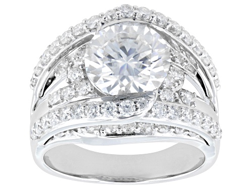MOISSANITE FIRE® 4.00CTW DEW ROUND BRILLIANT PLATINEVE® BRIDGE RING - Size 5