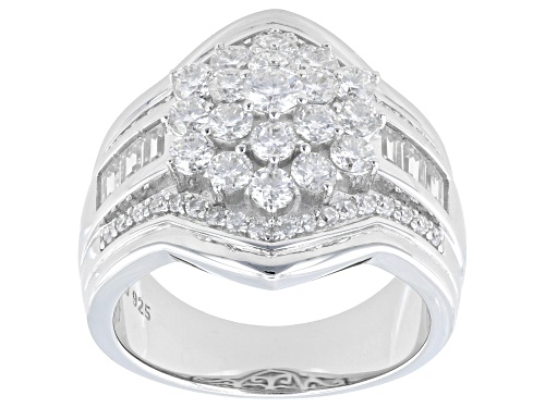 MOISSANITE FIRE® 2.01CTW DEW ROUND AND BAGUETTE PLATINEVE® RING - Size 7
