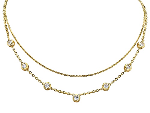 MOISSANITE FIRE® 3.50CTW DEW ROUND BRILLIANT 14K YELLOW GOLD OVER SILVER LAYERED NECKLACE