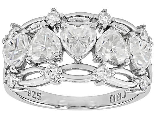 MOISSANITE FIRE® 2.74CTW DEW HEART SHAPE AND ROUND PLATINEVE® RING - Size 8