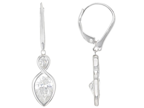 MOISSANITE FIRE® 3.32CTW DEW PEAR SHAPE PLATINEVE® EARRINGS