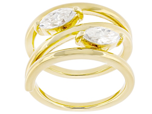 MOISSANITE FIRE® 1.00CTW DEW MARQUISE 14K YELLOW GOLD OVER SILVER RING - Size 5