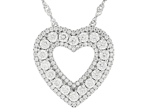 MOISSANITE FIRE® 1.92CTW DEW ROUND  PLATINEVE® HEART PENDANT AND CHAIN