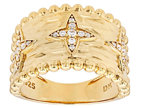 MOISSANITE FIRE® 0.30CTW DEW ROUND BRILLIANT 14K YELLOW GOLD OVER SILVER RING - Size 6