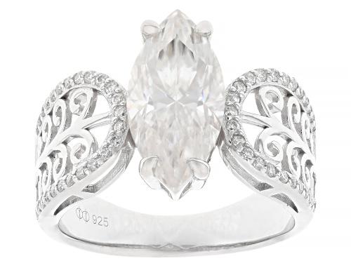 MOISSANITE FIRE® 3.50CTW DEW MARQUISE AND ROUND PLATINEVE® RING - Size 7