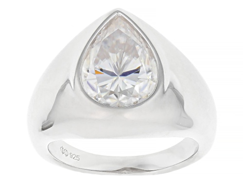 MOISSANITE FIRE® 5.00CT DEW PEAR SHAPE PLATINEVE® RING - Size 6