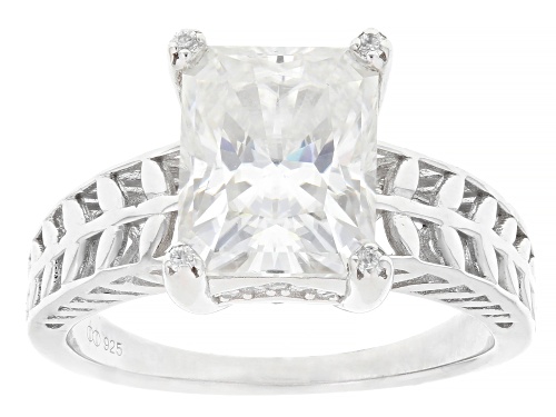 MOISSANITE FIRE® 4.10CTW DEW RADIANT CUT AND ROUND PLATINEVE® RING - Size 6