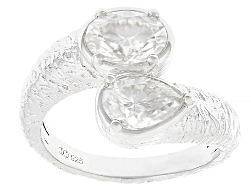 MOISSANITE FIRE® 2.60CTW DEW OVAL AND PEAR  SHAPE PLATINEVE® RING - Size 5