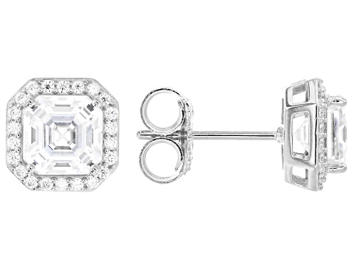 MOISSANITE FIRE® 2.34CTW DEW ASSCHER CUT AND ROUND PLATINEVE® EARRINGS