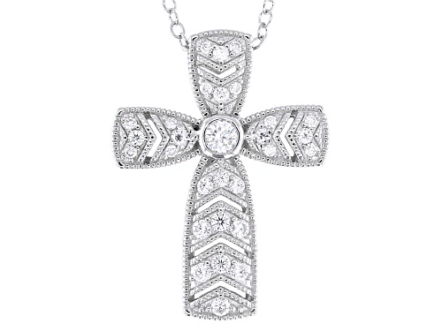 MOISSANITE FIRE® 0.41CTW DEW ROUND BRILLIANT PLATINEVE® CROSS PENDANT AND CHAIN
