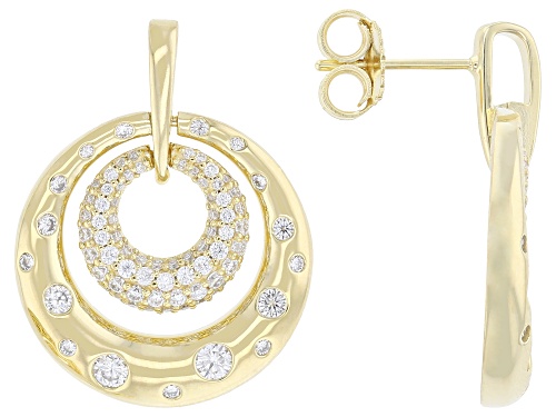 MOISSANITE FIRE® 1.70CTW DEW ROUND BRILLIANT 14K YELLOW GOLD OVER SILVER  EARRINGS