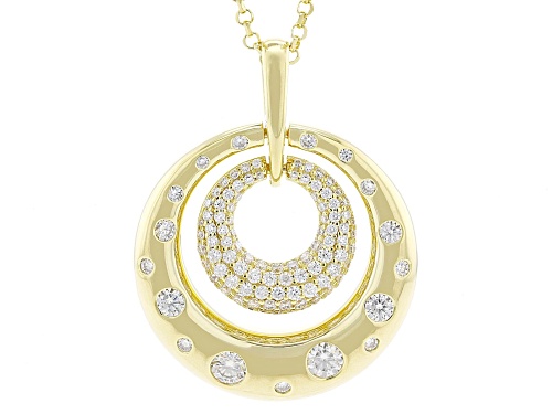 MOISSANITE FIRE® 1.49CTW DEW ROUND 14K YELLOW GOLD OVER SILVER PENDANT AND ADJUSTABLE CHAIN