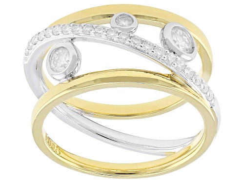 MOISSANITE FIRE® 0.50CTW DEW ROUND BRILLIANT 14K YELLOW GOLD OVER SILVER AND PLATINEVE® RING - Size 5