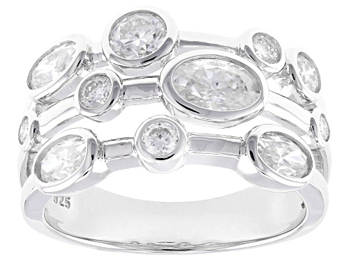 MOISSANITE FIRE® 1.83CTW DEW OVAL AND ROUND PLATINEVE® RING - Size 8