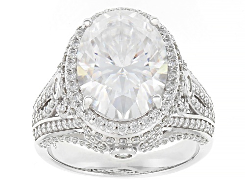 MOISSANITE FIRE® 9.28CTW DEW OVAL AND ROUND PLATINEVE® RING - Size 11