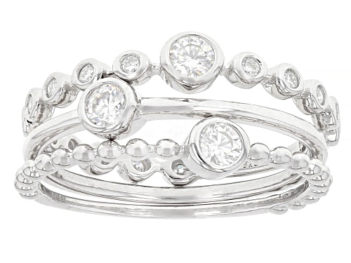 MOISSANITE FIRE® 0.46CTW DEW ROUND PLATINEVE® SET OF THREE RINGS - Size 7