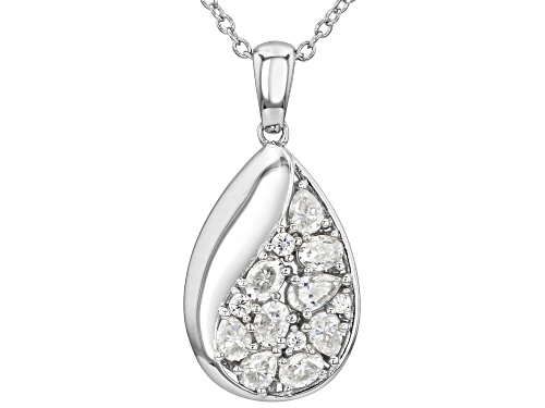 MOISSANITE FIRE® 1.67CTW DEW PEAR, OVAL AND ROUND PLATINEVE® PENDANT AND CHAIN