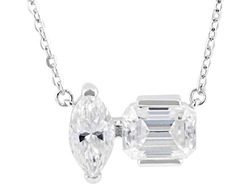 MOISSANITE FIRE® 2.75CTW DEW MARQUISE AND EMERALD CUT PLATINEVE® NECKLACE - Size 18