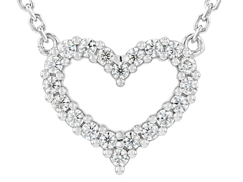 MOISSANITE FIRE® 0.60CTW DEW ROUND PLATINEVE® HEART NECKLACE - Size 18