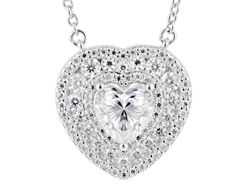 MOISSANITE FIRE® 2.44CTW DEW HEART SHAPE AND ROUND PLATINEVE® NECKLACE - Size 18