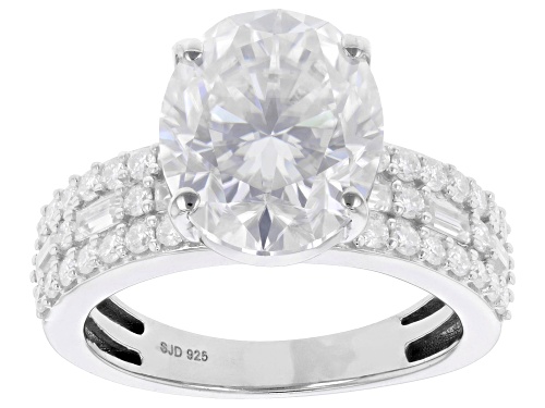 MOISSANITE FIRE® 6.80CTW DEW OVAL, BAGUETTE AND ROUND PLATINEVE® RING - Size 6