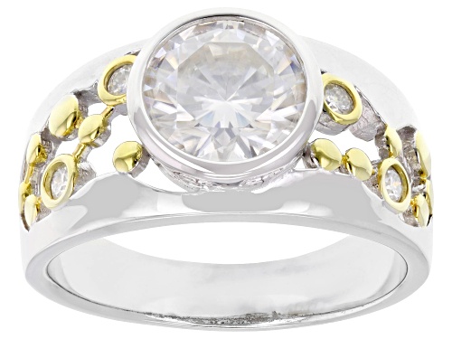 MOISSANITE FIRE® 2.02CTW DEW ROUND  PLATINEVE® AND 14K YELLOW GOLD OVER SILVER RING - Size 7