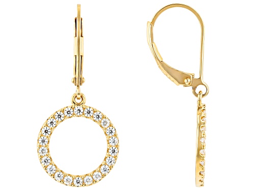 MOISSANITE FIRE® 0.88CTW DEW ROUND 14K YELLOW GOLD OVER SILVER EARRINGS