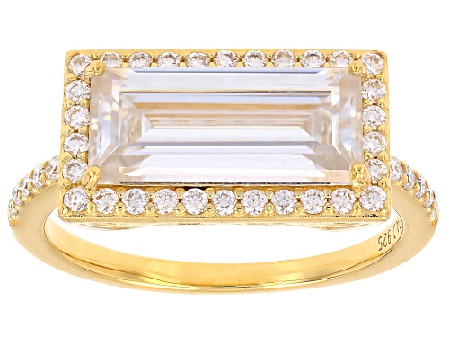 MOISSANITE FIRE® 5.77CTW DEW BAGUETTE AND ROUND BRILLIANT 14K YELLOW GOLD OVER SILVER RING - Size 6