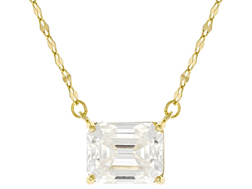 MOISSANITE FIRE® 3.55CT DEW EMERALD CUT 14K YELLOW GOLD OVER SILVER NECKLACE - Size 18