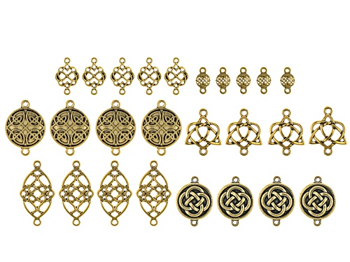 Connectors Kit in 6 Designs in Antiqued Gold Tone 26 Pieces Total