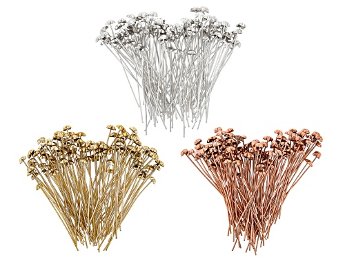 Star Shaped Headpins appx 6mm and appx 2" in length in Silver, Gold & Rose Gold Tones 300 Pieces