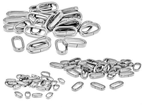 Stainless Steel Paperclip Link Spacer Rings in 3 Sizes Appx 90 Pieces Total