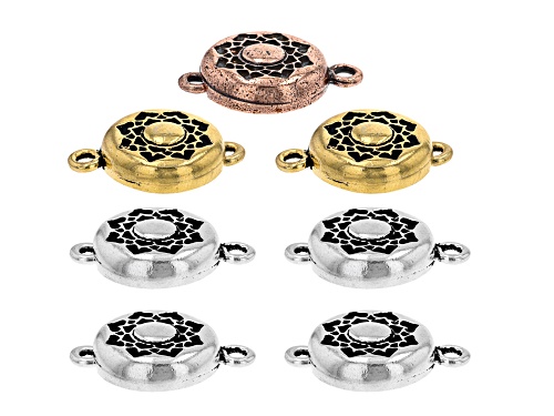 Photo of Lotus Design Magnetic Clasp Round appx 20x14mm Set of 7 in Silver Tone, Gold Tone and Copper Tone