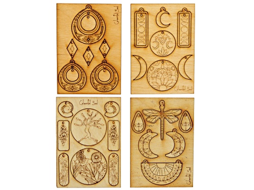Vintaj Wandering Pathways Wooden Jewelry Pop-Outs Appx 37 Pieces Total Set of 4