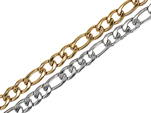 3 Plus 1 Style Figaro Chain In 18k Gold Over and Stainless Steel appx 4 meters total