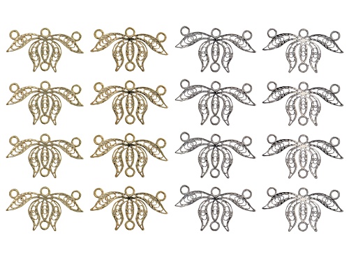 Lotus Bracelet and Necklace End Connectors in Silver Tone and Gold Tone appx 16 Pieces Total