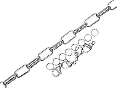 Unfinished Stainless Steel Long Box Chain appx 12x6mm and Stainless Steel Findings