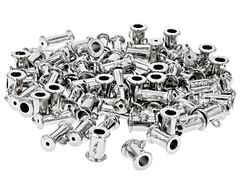 Silver Tone Round Tube with Attached Jump Ring Kit of 80