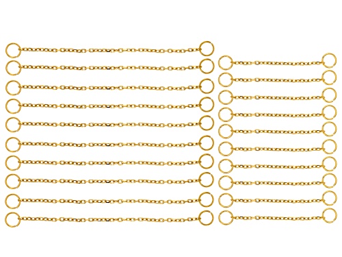 18K Gold Over Stainless Steel Extender Chains with Closed Jump Rings Set of 20