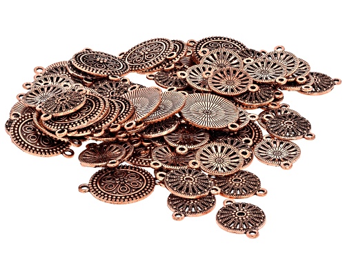 Copper Rose Tone 18mm & 25mm Round Connector Set of 90