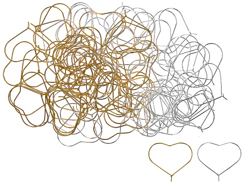 18k Gold Plated & Sterling Silver Plated Brass Heart Shape Ear Wire Hoop appx 100 Pieces Total
