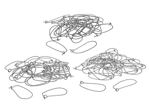 Oval Stainless Steel Kidney Ear Wire in 3 Sizes appx 90 Pieces Total
